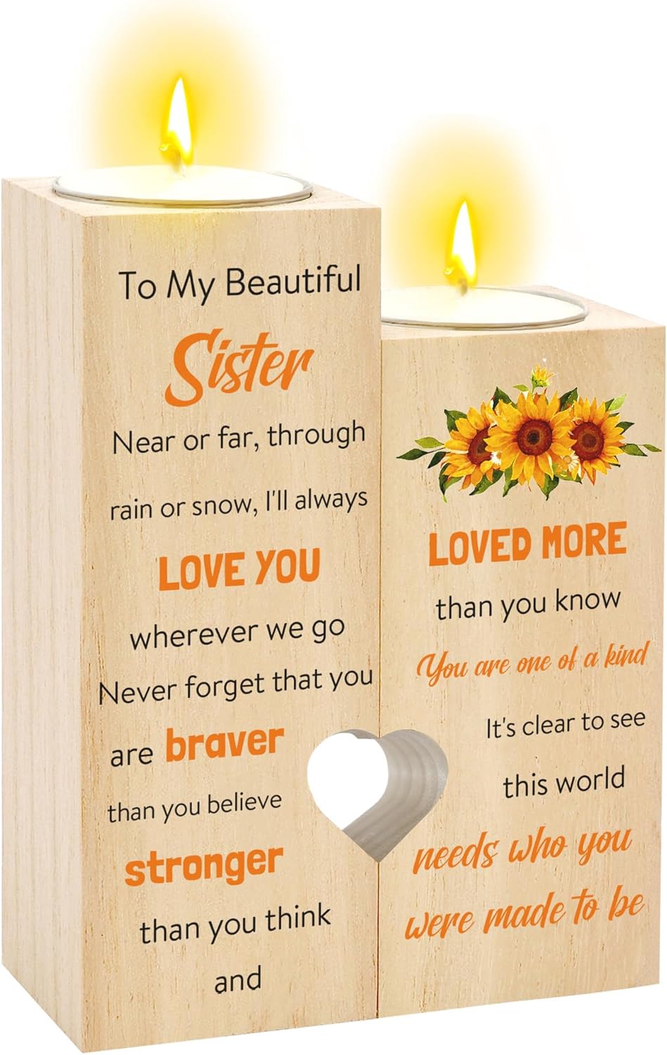 Sister Gifts - Sisters Birthday Gifts Ideas from Sis Sunflower Candle Holder Candlestick Christmas Mothers Day Valentine's Day Easter Graduation Gift for Sisters Adult Women Sis