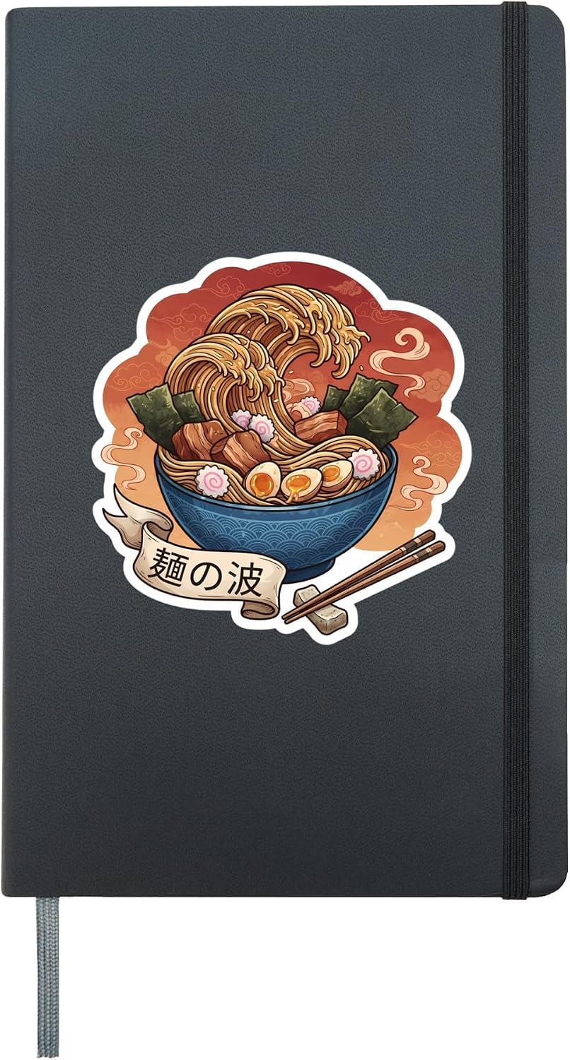 Great Ramen Wave Kanagawa Japanese Noodles Anime Japan Hardcover Journal, Black
