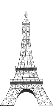 Deco 79 Metal Eiffel Tower Home Wall Decor 3D Wire Wall Sculpture with Crystal Embellishments, Wall Art 18" x 1" x 32", Black