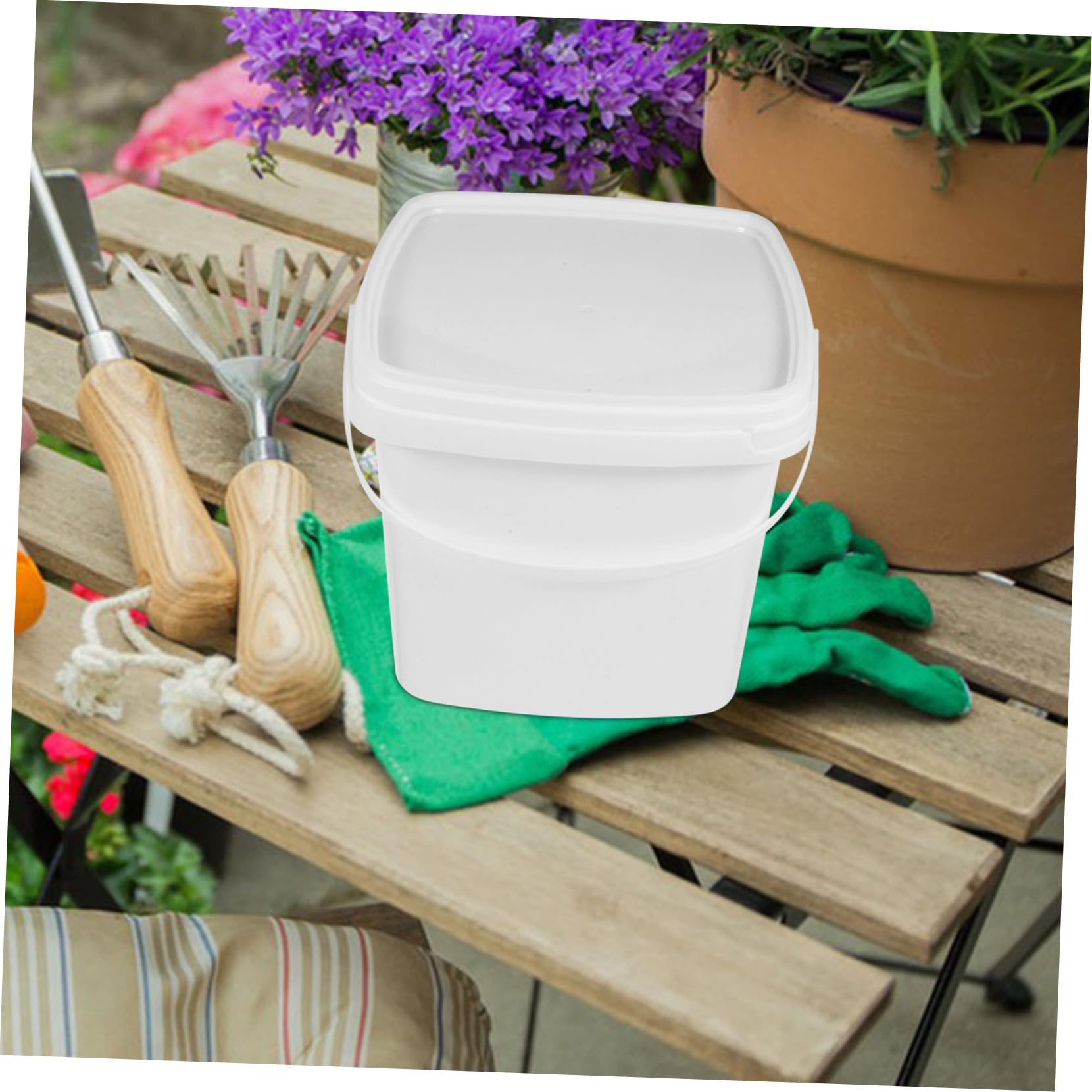HONMEET Multipurpose Square Bucket with Pail Lid Portable Water Storage Container Thickened Plastic Cleaning Handle