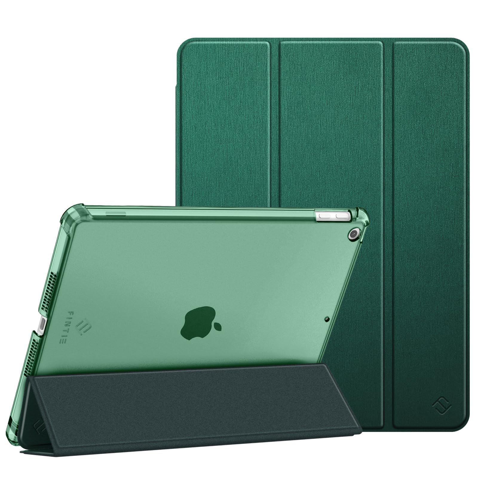 Fintie Hülle für iPad 9. Generation 2021/8. Gen 2020/7. Gen 2019 10.2 Zoll mit Stifthalter, ultradünne leichte Schutzhülle mit transparenter Rückseite und Auto Schlaf/Wach Funktion, Dunkelgrün