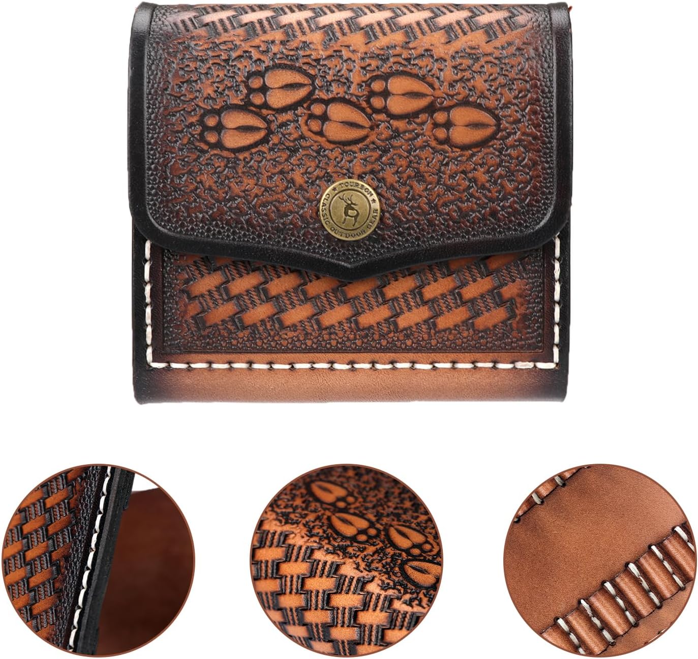 TOURBON Leather Ammo Wallet .22 .17 Cartridge Pouch Belt Ammunition Carrier Rifle Shell Holder