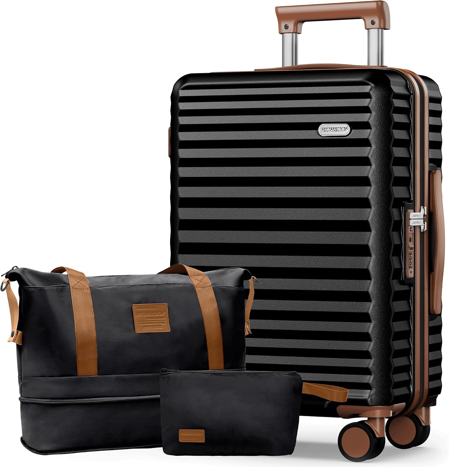 Valise Rigide SHOWKOO Lot De 3 - 100% PC - Extensible - Roulettes 360° Silencieuses - Serrure TSA - Vert Clair