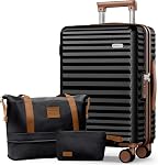 SHOWKOO Carry On Luggage Hardshell Lightweight Luggage Set, Suitcase with Double Spinner Wheels TSA Lock 3 Piece Set Pink (DB/TB/20in)