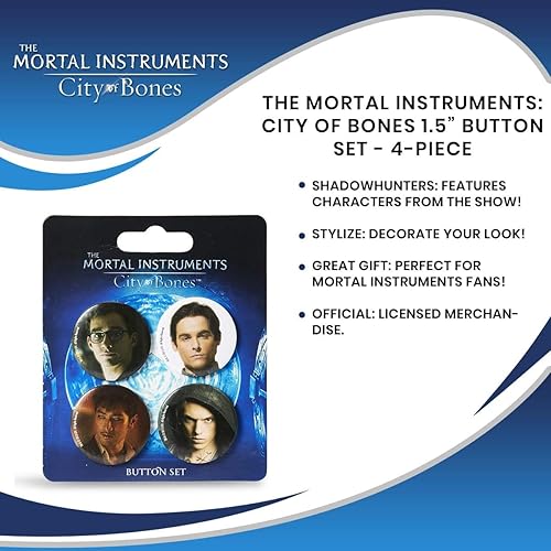 Miniatura 7 de The Mortal Instruments City of Bones - Botones de 1.5 pulgadas - Juego de 4 con Simon Lewis, ALEC Lightwood, Jace Wayland y Magnus Bane, con