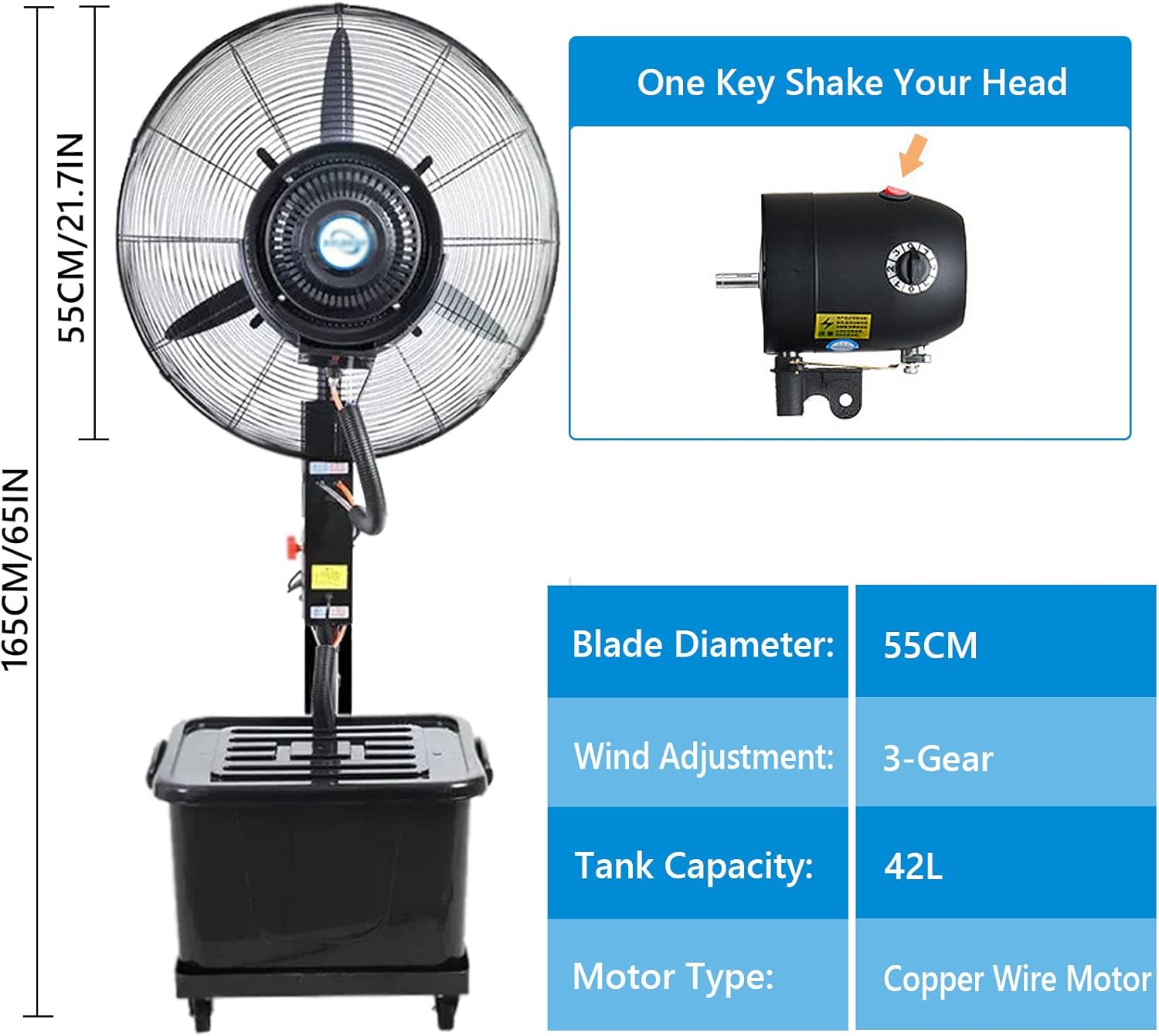 Pedestal Fan with Mist, Floor Fan with 3 Speed and 90° Oscillating, Oscillating Misting Fan Perfect for Patio, Outside Restaurant, Garage