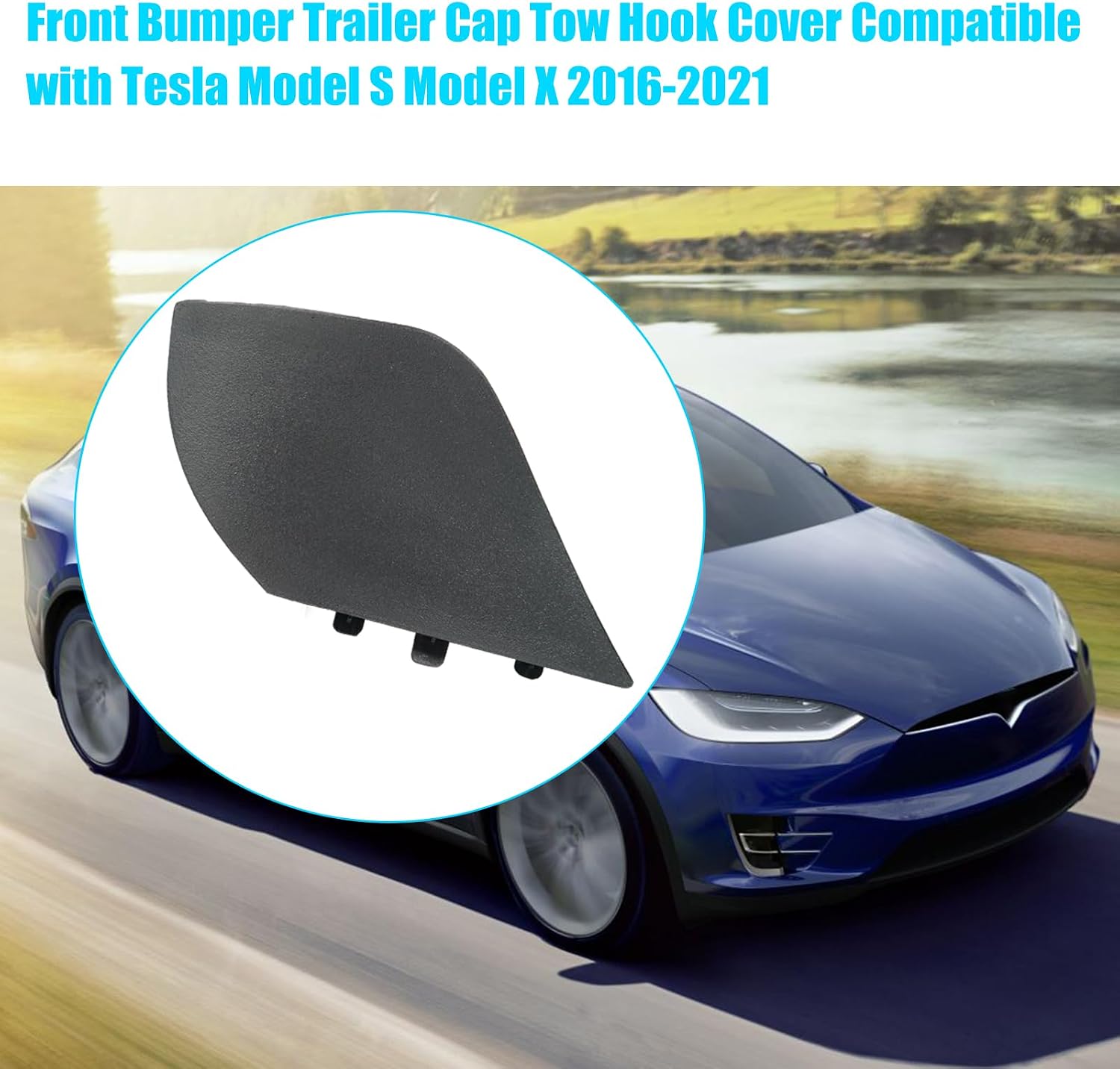 Jaronx Compatible with Tesla Model S/X Front Bumper Tow Hook Cover 2016-2021, Front Bumper Tow Eye Cover Trailer Hook Cap Replacement, for Tesla Model S/X Accessories 1057056-00-D 105705600D