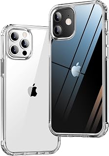 ONES Funda Transparente Duro Fino iPhone 12/12 Pro『Antigolpes Airbag』『Borde Elevado Protege Cámara Pantalla』[Anti Amarillo][Antideslizante], PC+TPU Híbrido Protectora Silicona Coque para Apple 6.1''