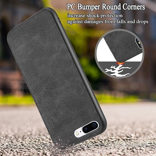Miniatura 6 de SALAWAT Funda para iPhone 7 Plus para iPhone 8 Plus, a prueba de golpes, con suave piel sintética, protección híbrida de policarbonato duro, para