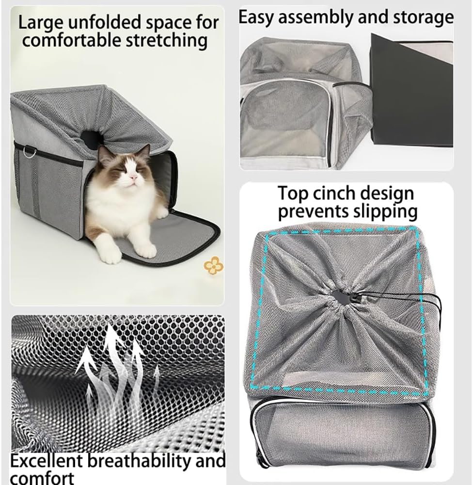 Versatile Bicycle Pet Carrier, Large - Capacity Cat Dog Bag with Reflective Design & Side Pockets for Travel