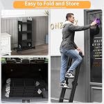 RIKADE Folding Ladder, 7-in-1 Aluminium Extension Collapsible Step Ladder with Tool Tray, Platform Plates, 330LBS Capacity Heavy Duty Multi Purpose Scaffold Ladder for Home Use Outdoor Work