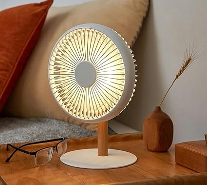 Dangfly Cordless & Rechargeable 7 Inch Table Fan with Night Light | BLDC Fan with Up To 12 Hour Run Time | Portable Table Fan for Home, Office (Table Fan New)