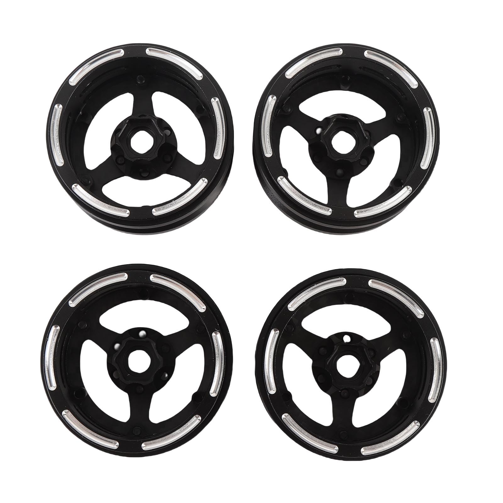 Generic Cerchione RC, Cerchio RC a 3 Razze Leggero in Fibra di Carbonio da 1,9 Pollici, Posteriore in Lega di Alluminio CNC con di Rapido Pneumatici per Cingolato SCX10 D90 Capra 1/10