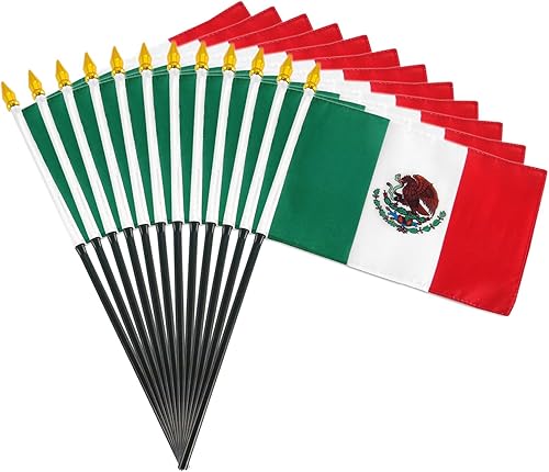 Bandera mexicana de 4 x 6 pulgadas (paquete de 12)
