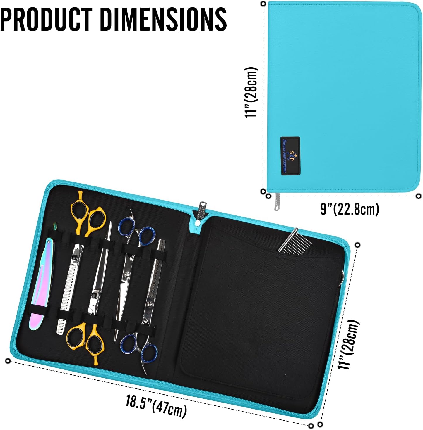 Case Holds 10 Grooming or Beauty Shears (TURQUOISE)