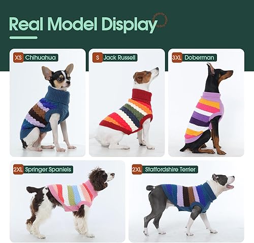 Miniatura 8 de Kuoser Suéter para perro, suéteres de Navidad para perros extra pequeños, suéter suave y cálido para perros, chaleco de punto trenzado colorido,