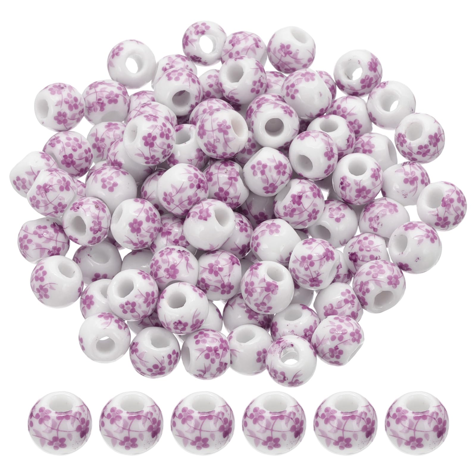Perles en porcelaine pour bijoux DIY PATIKIL 100pcs perle ronde céramique rose fleur