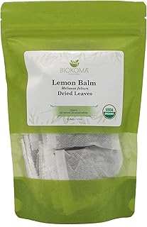 Biokoma Pure and Organic Lemon Balm (Melissae folium) Dried Leaves 30 Tea Bags 1.5oz In Resealable Moisture Proof Pouch,USDA Certified Organic-Herbal Tea,No Additives,No Preservatives, No GMO, Kosher
