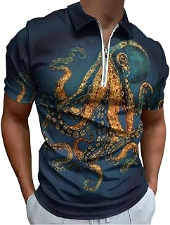 Underwater Dream Octopus Ocean Animal Men's Golf Polo-Shirt Summer Short Sleeve T-Shirt Quick Dry Muscle Tees