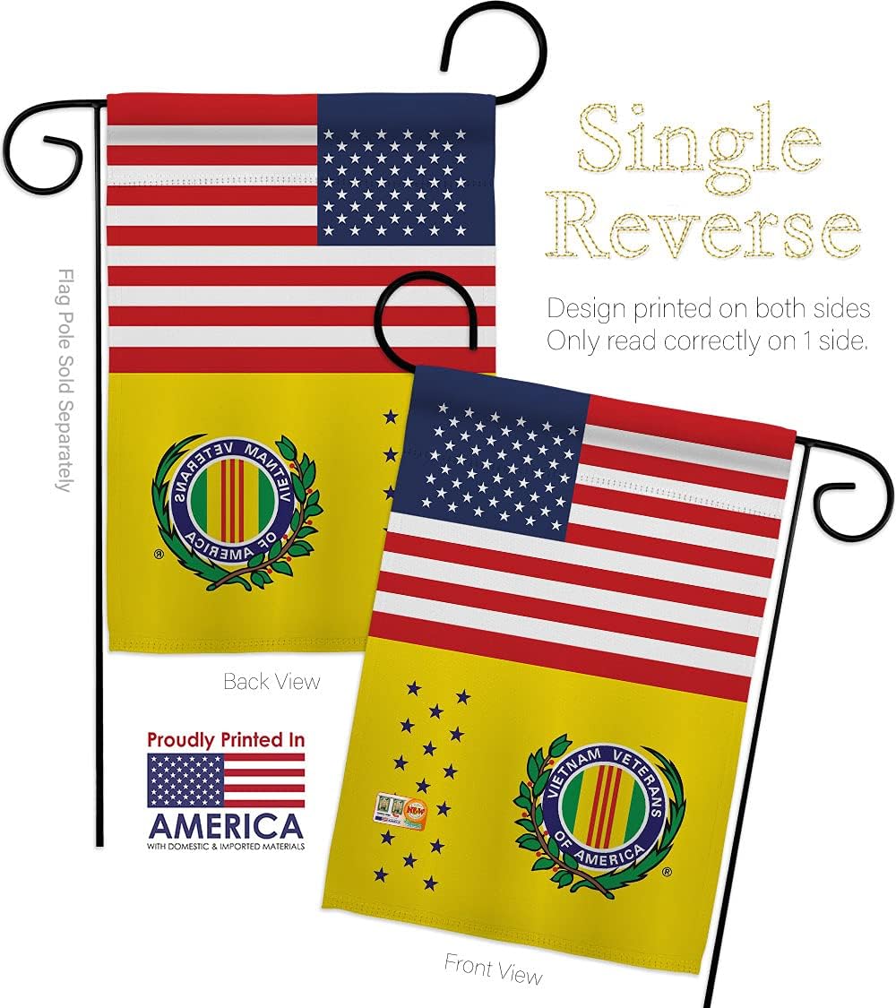 US Vietnam War Garden Flag Set Wall Holder Armed Forces Military Service All Branches Support Honor United State American Veteran Official Small Gift Yard House Banner 13 X 18.5
