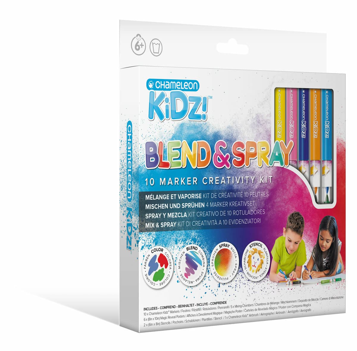 Chameleon KIDZ™ The Original BLENDY PENS - Mix, Color, Spray, Blend & Stencil (Blend & Spray 10 Marker Creativity Kit)