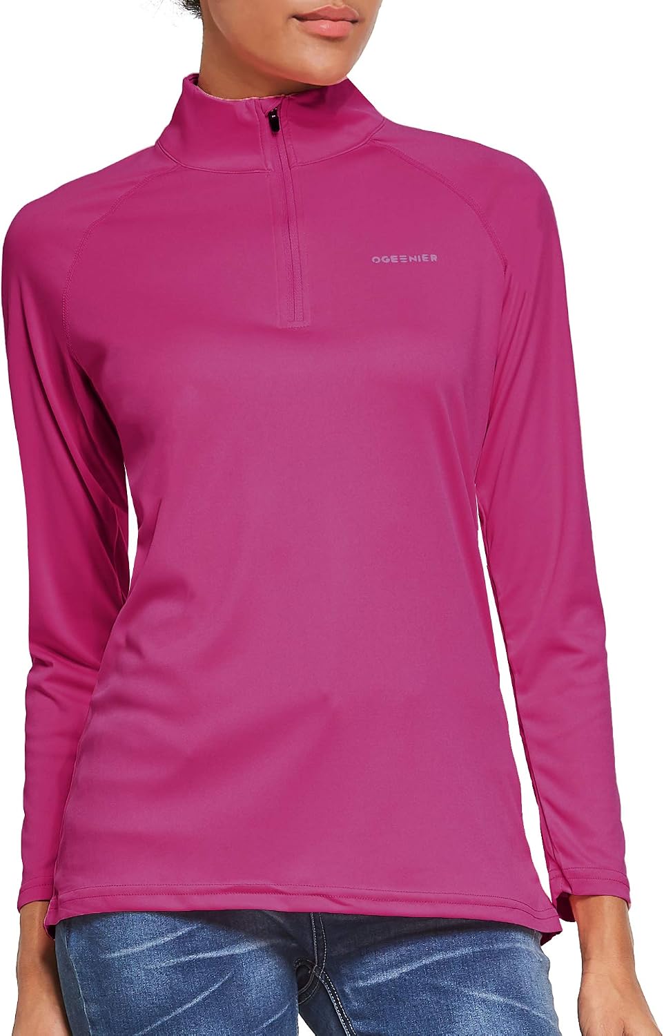 OGEENIER Women's 1/4 Zip Pullover UPF 50+ Sun Protection Shirt Long Sleeve SPF Shirts Hiking Running Golf Shirts