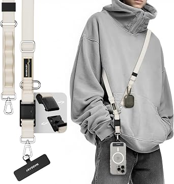 MAGEASY 20mm FidLock Dual Crossbody Utility Strap- Adjustable Crossbody Phone Lanyard with Magnetic Quick Release Buckle, Universal Durable Strap for iPhone 16 Pro Max & Most Smartphones - Starlight