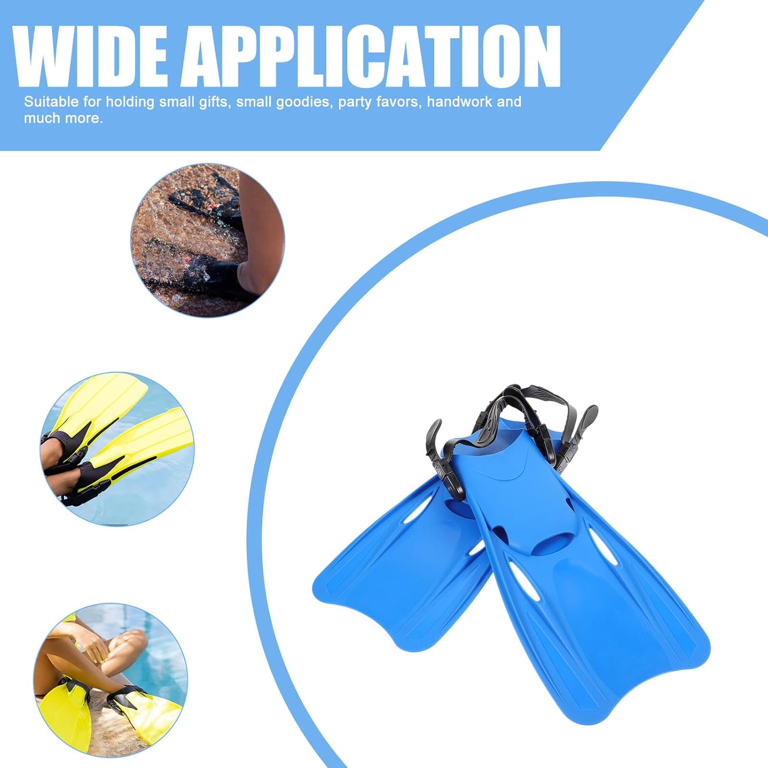 Lightweight Adjustable Blue Diving Fins Size L (39-43) for Adults, Durable Plastic Swimming Gear for Snorkeling and Diving Training