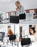 LOVEVOOK Női Laptop Táska 17" - Vízálló Üzleti Kézitáska Nagy Kapacitással, Többfunkciós Válltáska Egyetemre, Munkába - Fekete 8