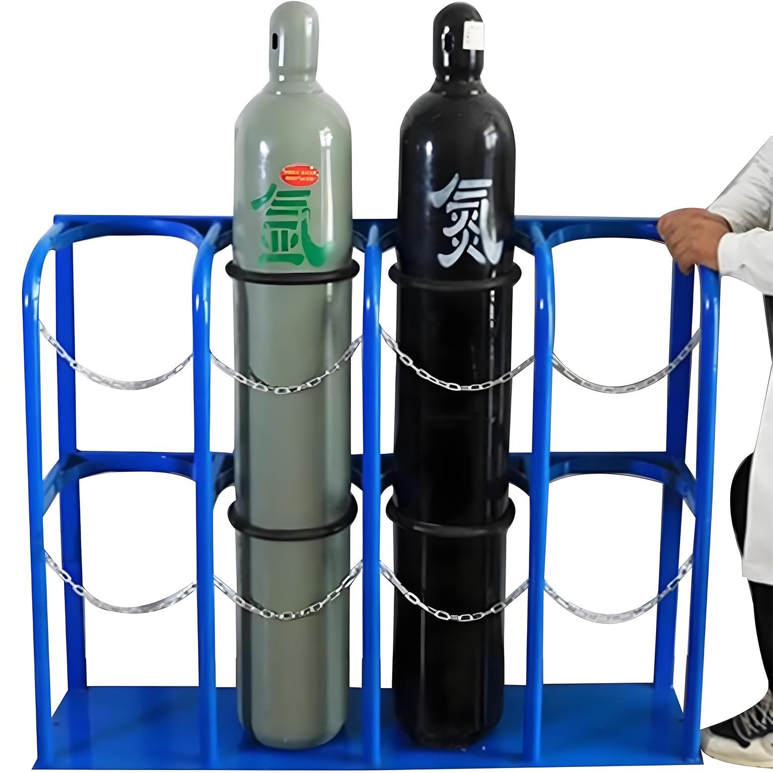 OWOHYG Oxygen Tank Holder Floor Stand With Chain,Secure Storage Rack For Laboratory Clinic Use.-115x30x100cm