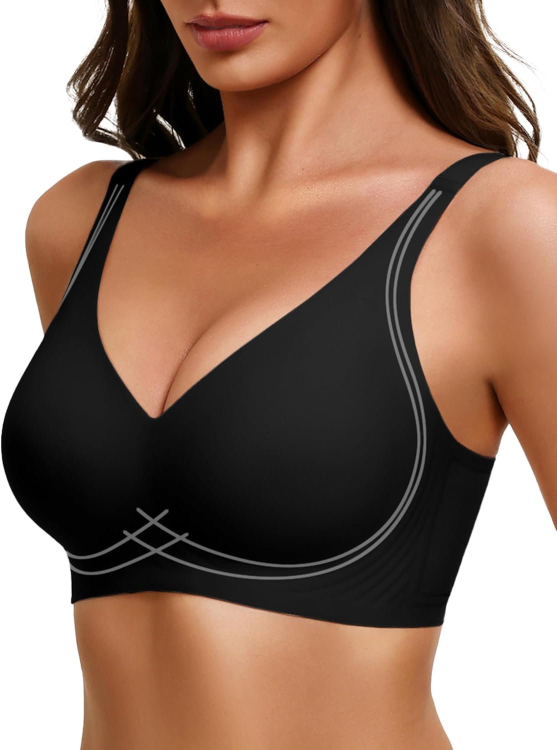 Avidlove Jelly Bras for Women No Underwire Seamless Push Up Bralettes Deep V Comfort Bra Full Coverage T Shirt Everyday Bras