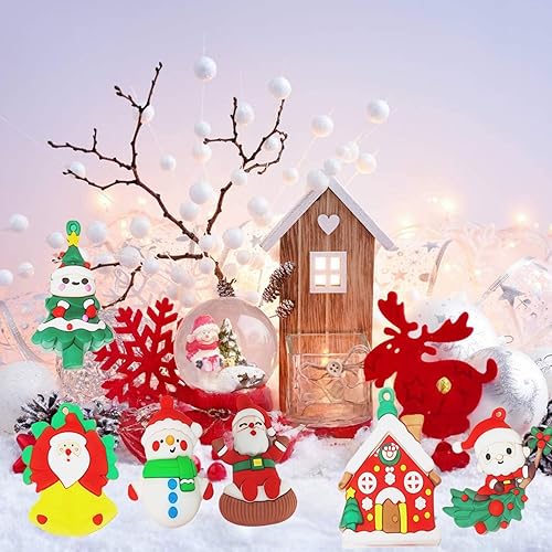 Miniatura 4 de Juego de decoraciones de Navidad, 24 piezas de adornos 3D con Papá Noel, muñeco de nieve, árbol, reno, suministros para fiestas