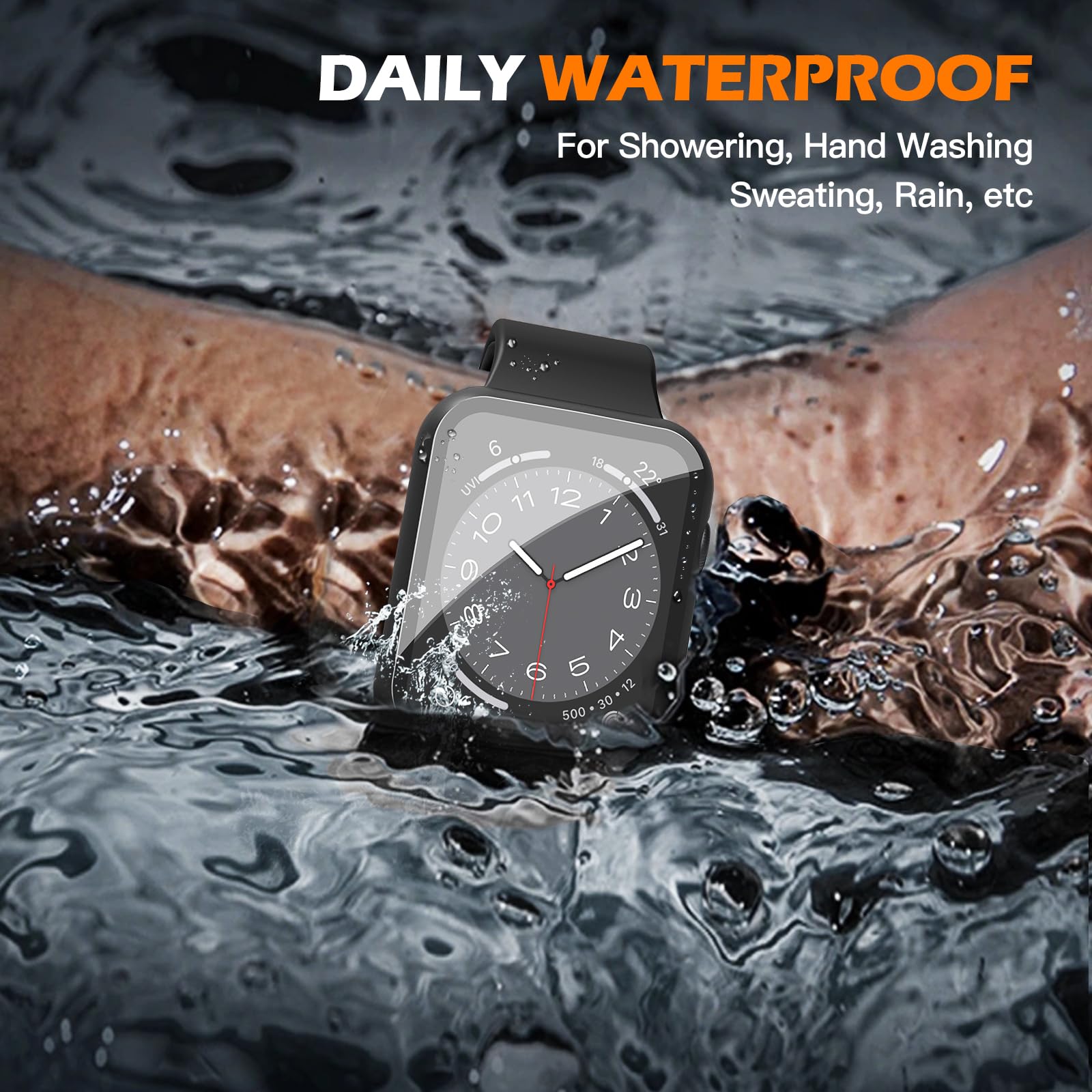 Misxi Wasserdichte Schutzhülle mit Knopf für Apple Watch Serie 3 Serie 2, 42 mm, harte PC-Abdeckung mit Displayschutzfolie aus gehärtetem Glas, für iWatch S3/S2, 1 Schwarz + 1 Transparent
