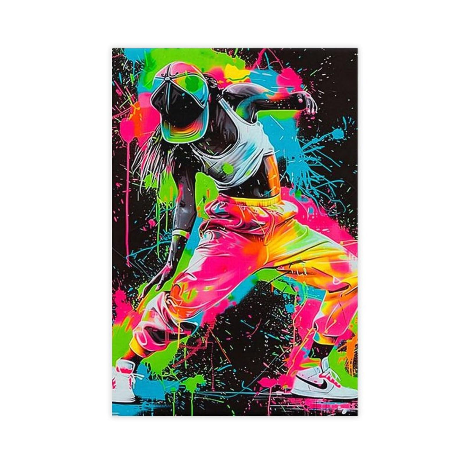 Poster da parete in tela con stampa di danza hip hop, decorazione per camera da letto, ufficio, stanza, regalo, 61 cm di lunghezza x 91,4 cm di larghezza
