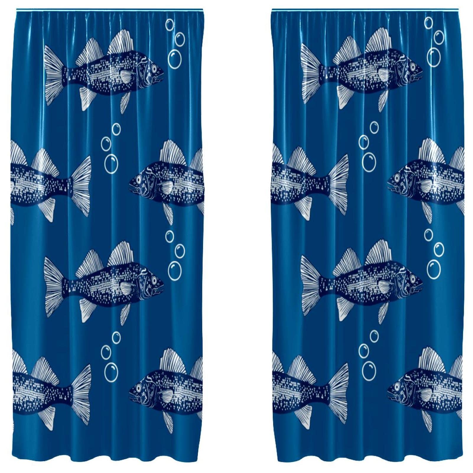 Rideaux occultants poissons musqués 140x213cm isolants en microfibre pour chambre