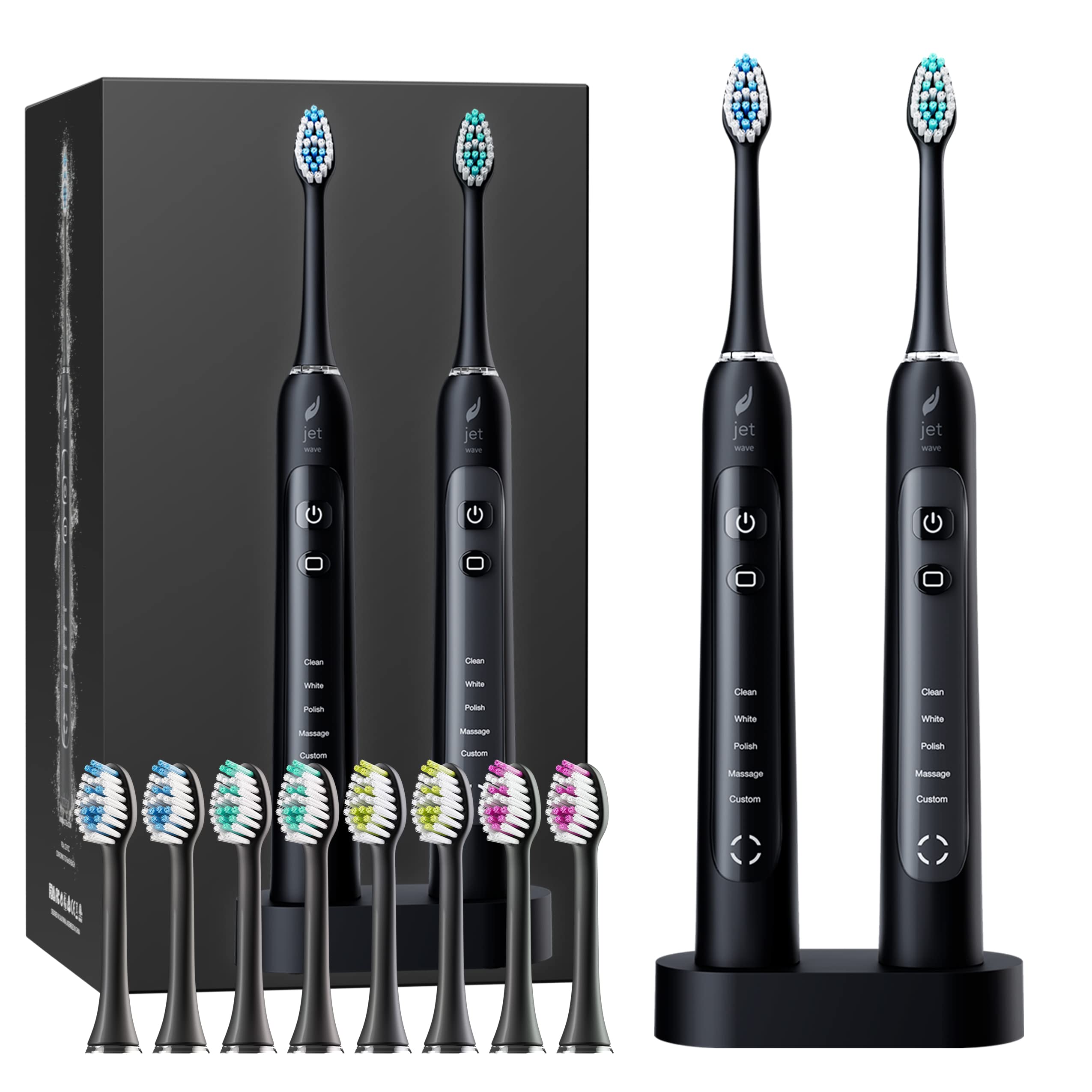 Jet Toothbrush with Jet Wave Cleaning Action Electric Toothbrush with 48000 Sonic Vibrations Per min