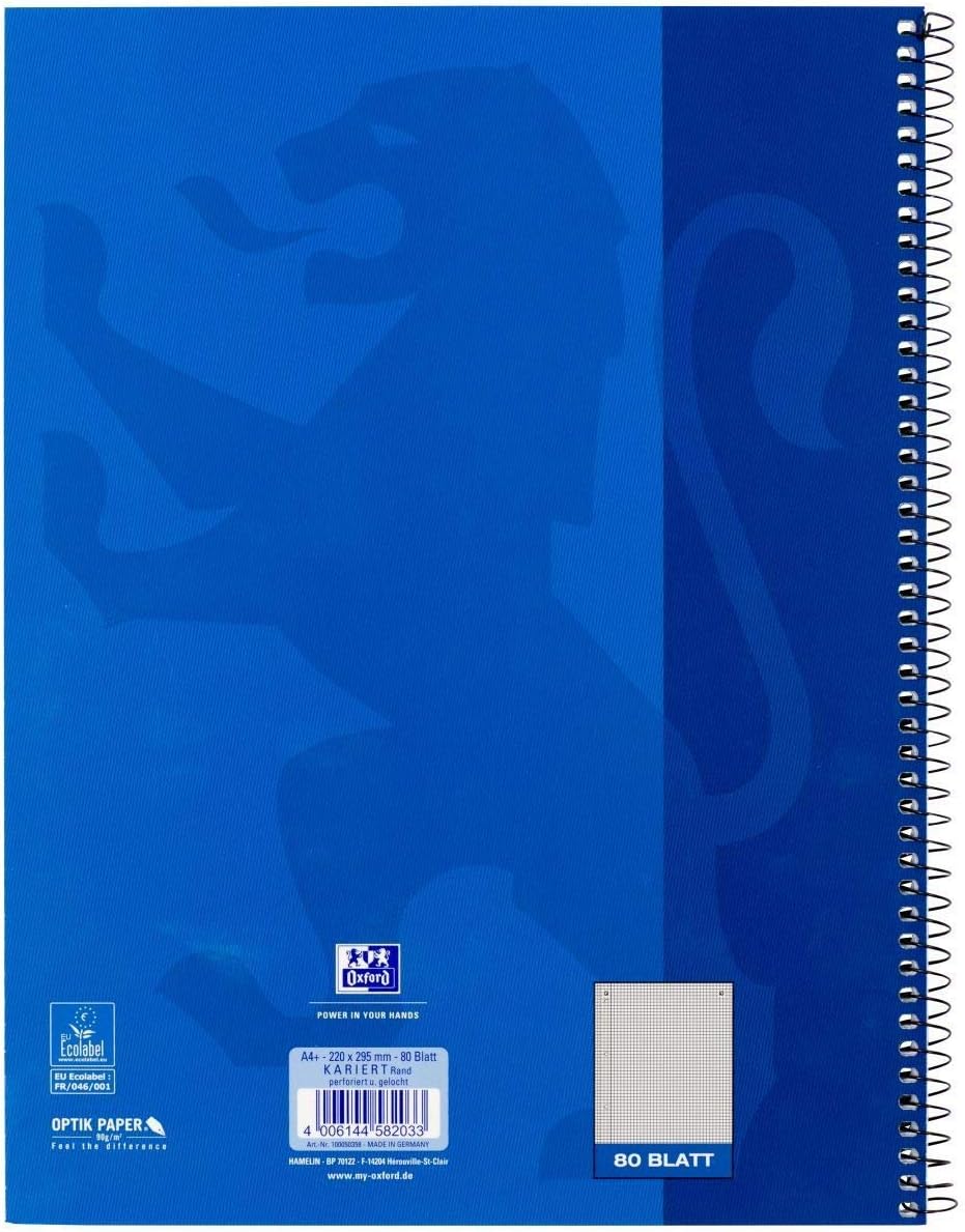 Oxford College Notepad School A4 Squared with Double Margin, 80 Sheets Ruling - squared with margin left Pack of 10 dark blue
