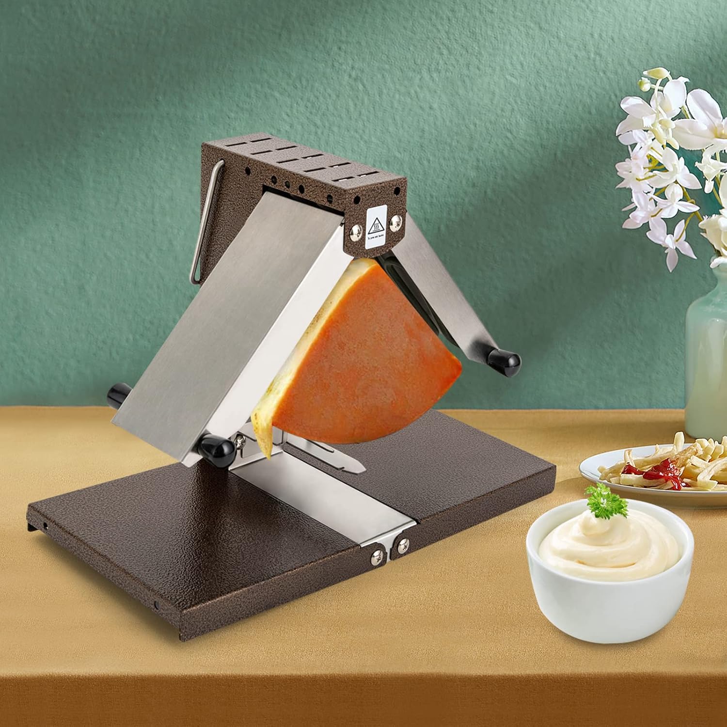 Commercial Electric Cheese Melter, 1000W 110V Half-Wheel Dry Cheese Heater, Angle-Adjustable Rapid Heating Swiss Cheese Maker