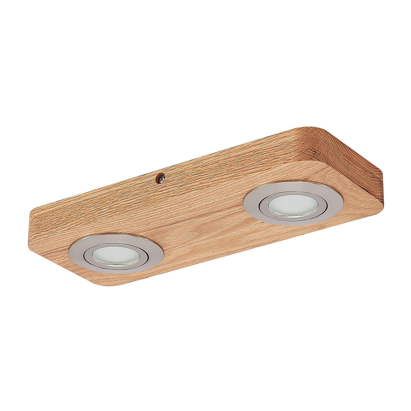 Lindby Led Ceiling Light Mikari, 30 Cm, Wood, Swivelling
