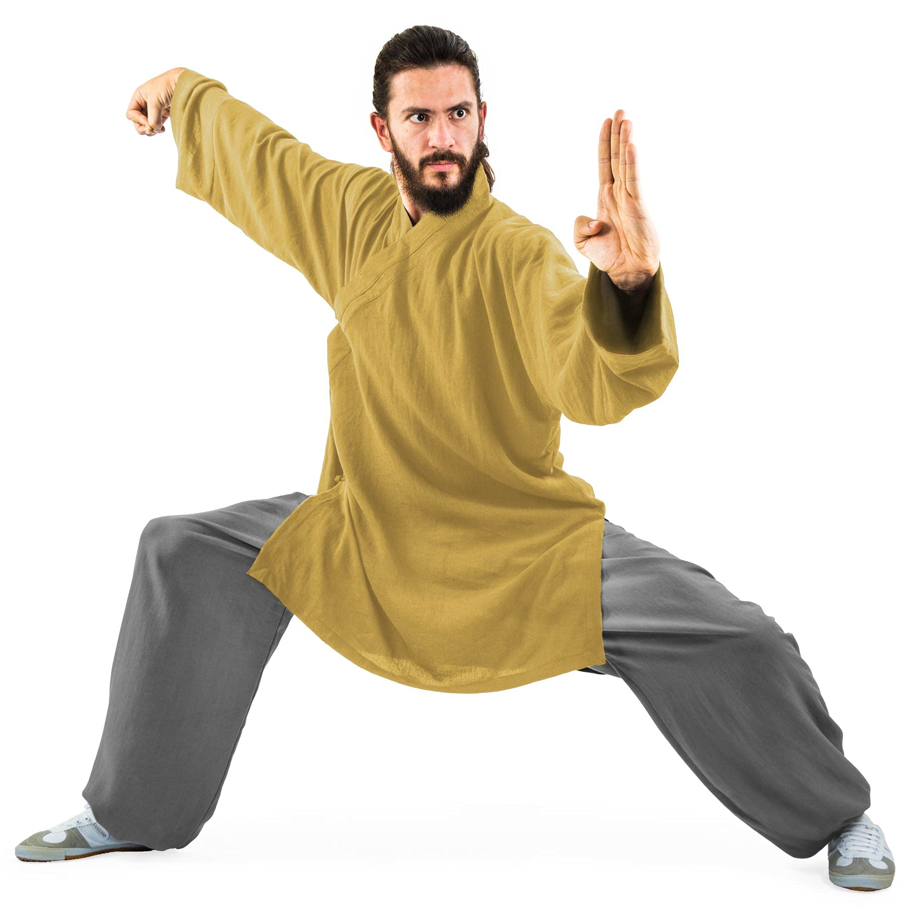 Cotone (leggero) Kung Fu & Tai Chi Shirt Collo diagonale Manica Lunga - Taiji Tuta