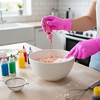 Vista 7 de Guantes de nitrilo sin polvo, 3 mil, guantes de nitrilo desechables, sin látex, sin polvo, rosa/fucsia