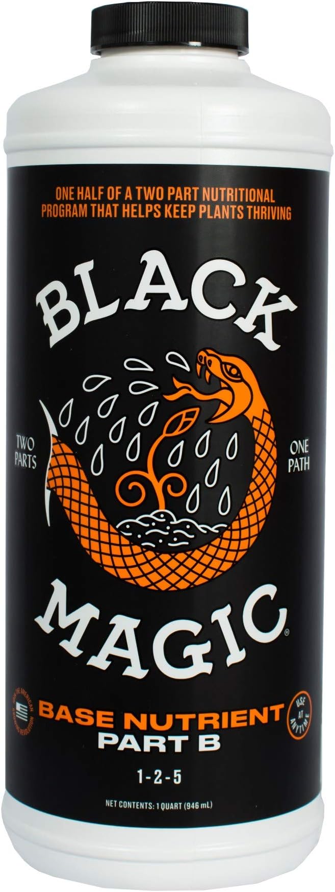 Black Magic Base Nutrient Part B - Liquid Nutrient, One Half of a Two-Part Program, For Hydroponics, 1-2-5, 32 oz.