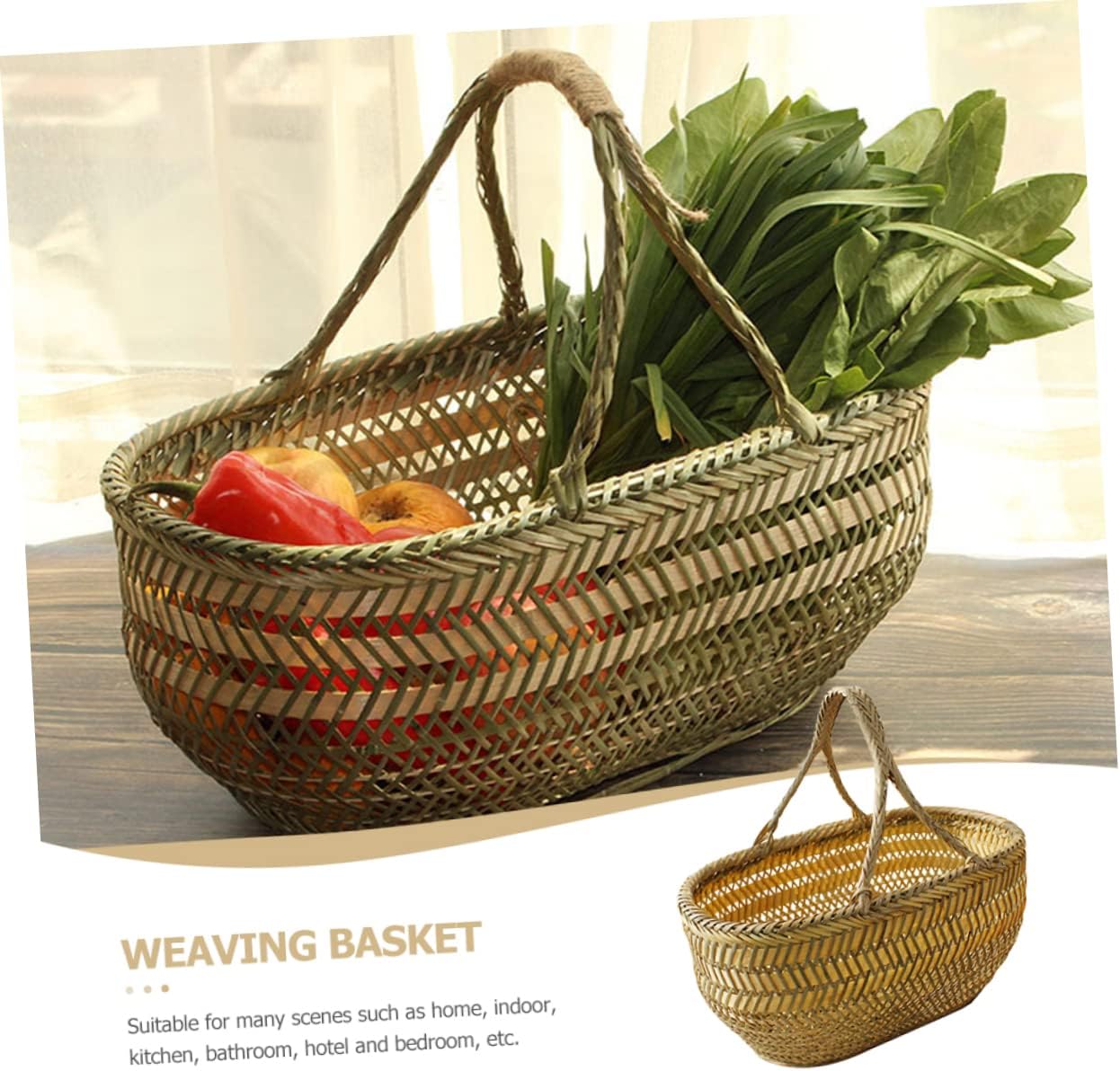 Handled Basket Ergonomic Weaving Design Lightweight Portable Vegetable and Egg Holder for Kitchen and Farmers Market Use and Practical Small Random Color Random Color