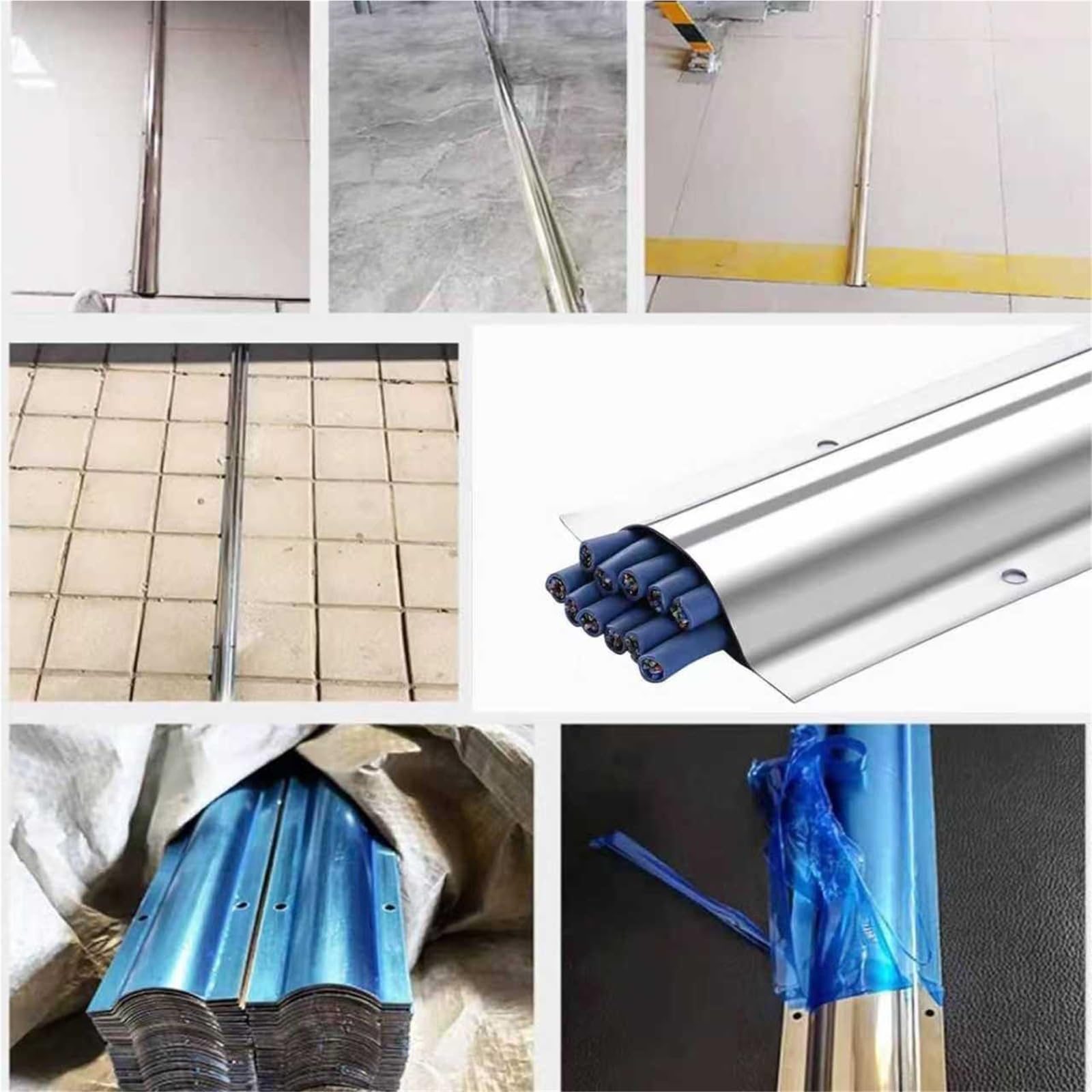 calpestabile passacavi Gestione Cavi Per Canalina In Acciaio Inossidabile, Copertura Per Cavi Metallici Per Canalina Per Ufficio/scrivania Computer/casa,(10pcs,Outer width x H 115mm x 35mm)