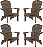 Vista 13 de Silla Adirondack Plegable de HDPE, Silla de Patio Resistente a la Intemperie con Reposabrazos Anchos y Respaldo Alto, Silla para Hoguera para Marrón