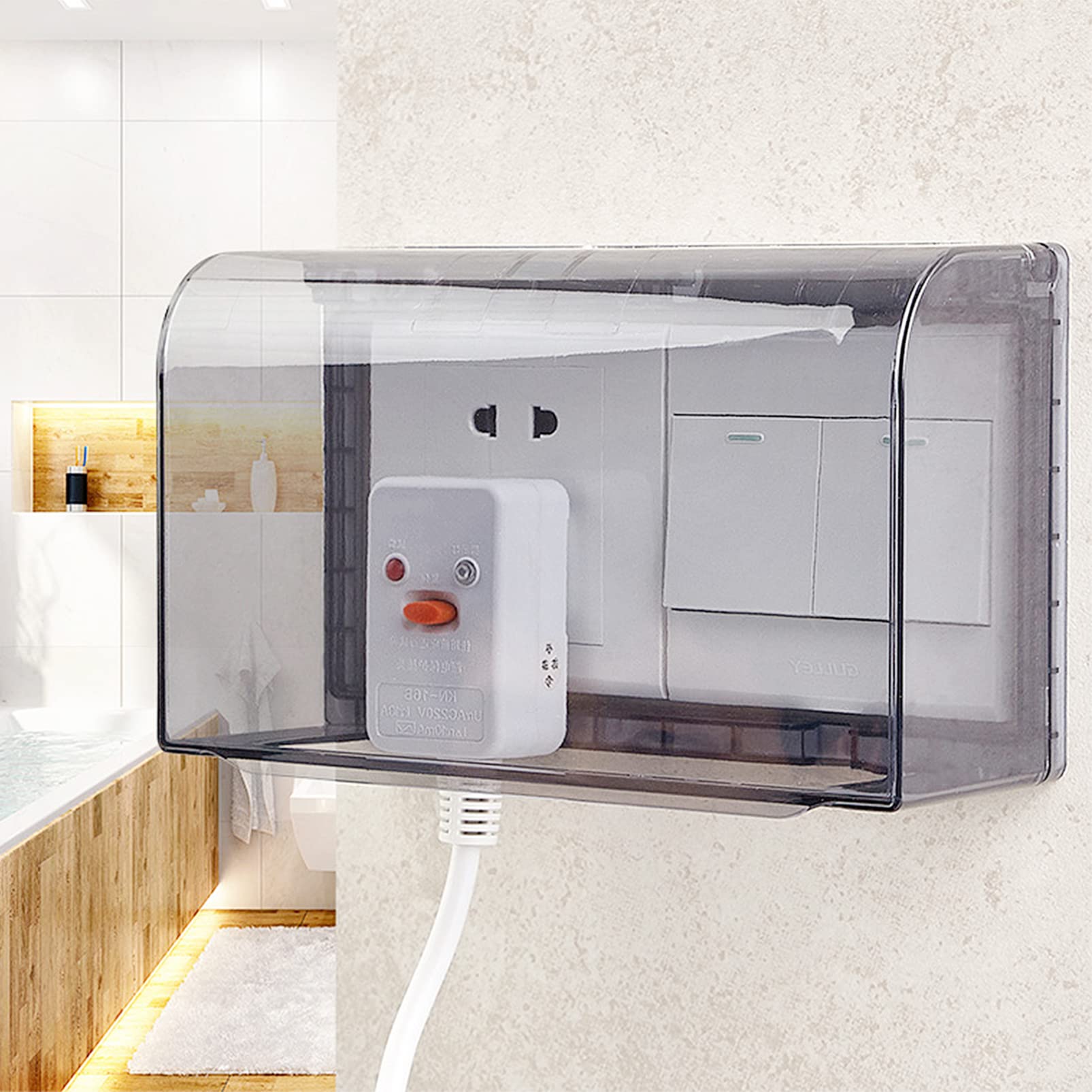 DOITOOL Cache Prise Étanche Double Position Adhésif Boîtier Protecteur Résistant Aux Éclaboussures Pour Sécurité Domestique Salle De Bain Cuisine 8X3 Pouces