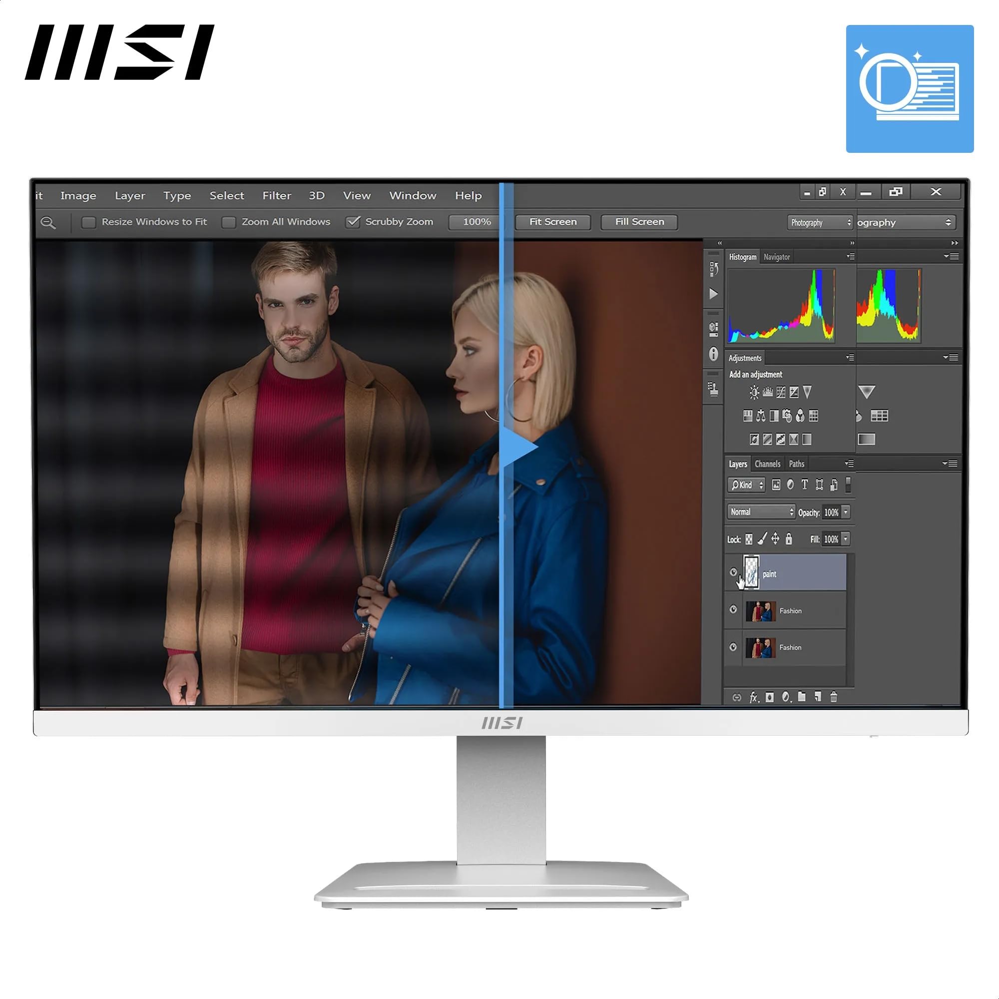 MSI Pro MP273WA E14A Écran Professionnel 27" FHD | Dalle IPS 1920x1080, 144 Hz, 1ms, compatible VESA, HDMI, DisplayPort, FreeSync