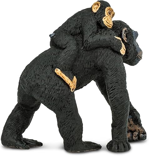 Miniatura 3 de Safari Ltd. Figura de chimpancé con bebé, figura realista de vida silvestre de 3.2 pulgadas, juguete educativo para niños, niñas y niños a partir de