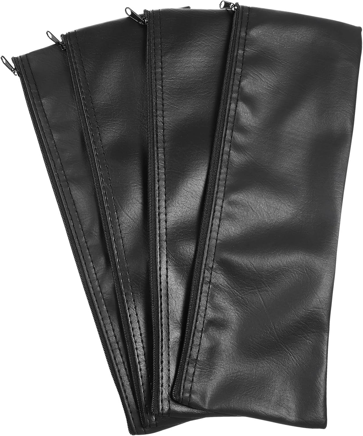 FRCOLOR 4pcs Leather Microphone Carrying Bags with Zipper Durable PU Mic Pouches for Secure Storage of Microphones Speakers and Devices Lightweight Protective Cases for Travel and Daily