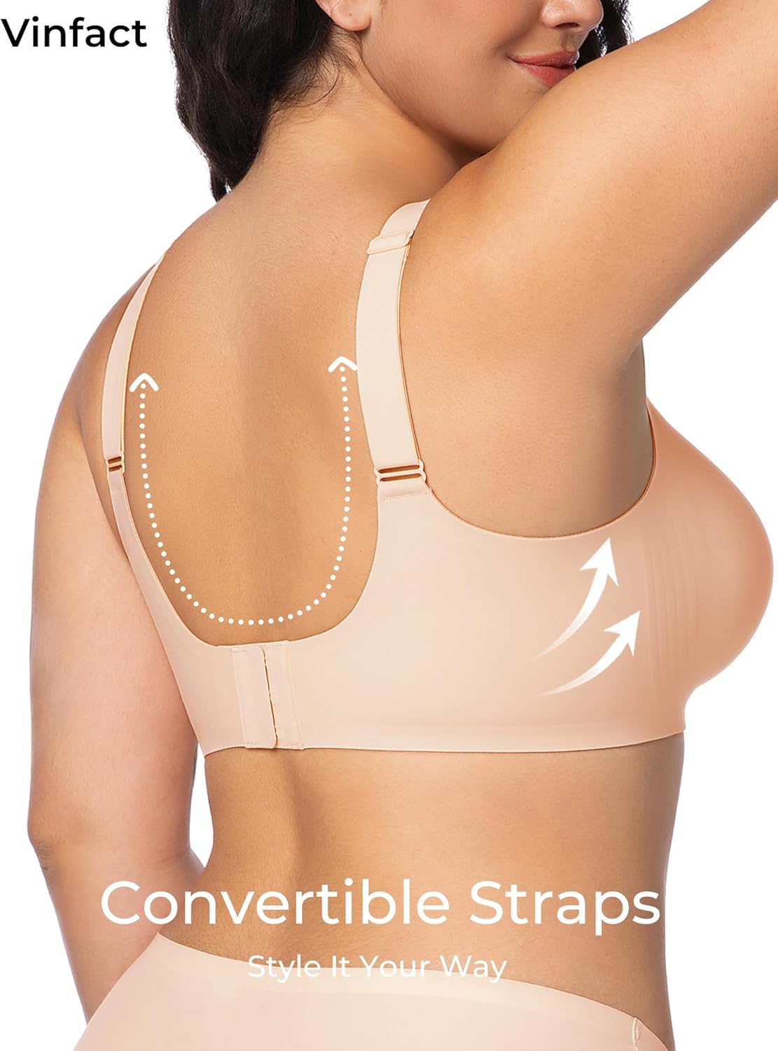 Vinfact Womens V Lace Wireless Seamless Bras No Underwire Comfort Push Up Bras Supportive Full Coverage Bralettes T Shirt Bra - Image 4